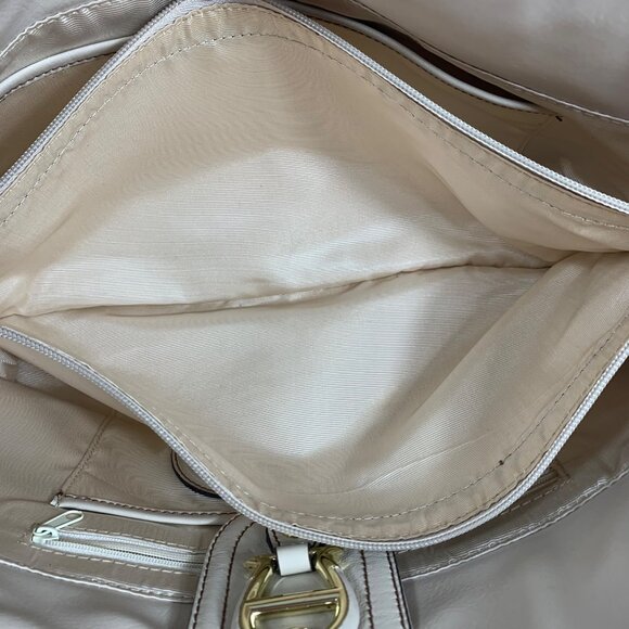 VTG ETIENNE AIGNER Large Patchwork Leather Handbag Gold Accent, Snap Closure EUC - Picture 11 of 13